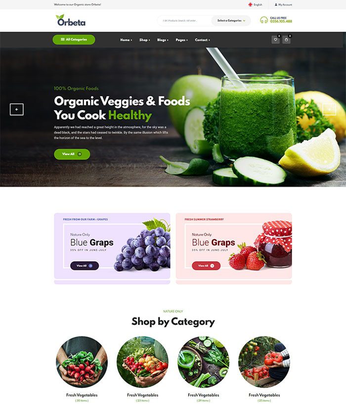 Website bán hàng thực phẩm organic 02