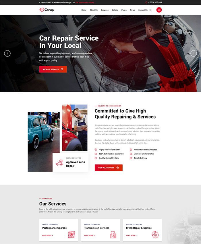 Website sửa chữa, bảo dưỡng ô tô