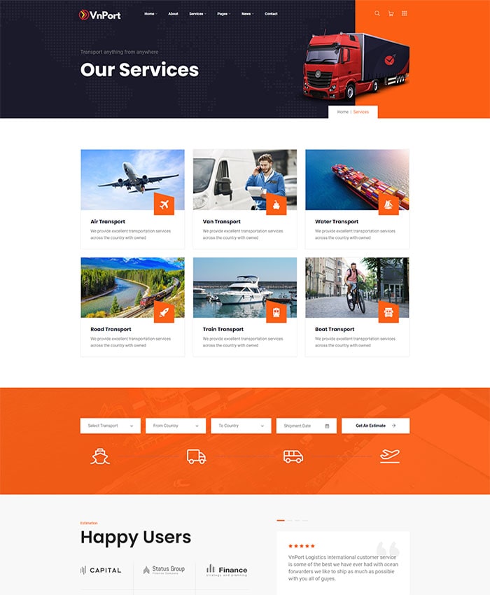 Mẫu website dịch vụ logistic đẹp