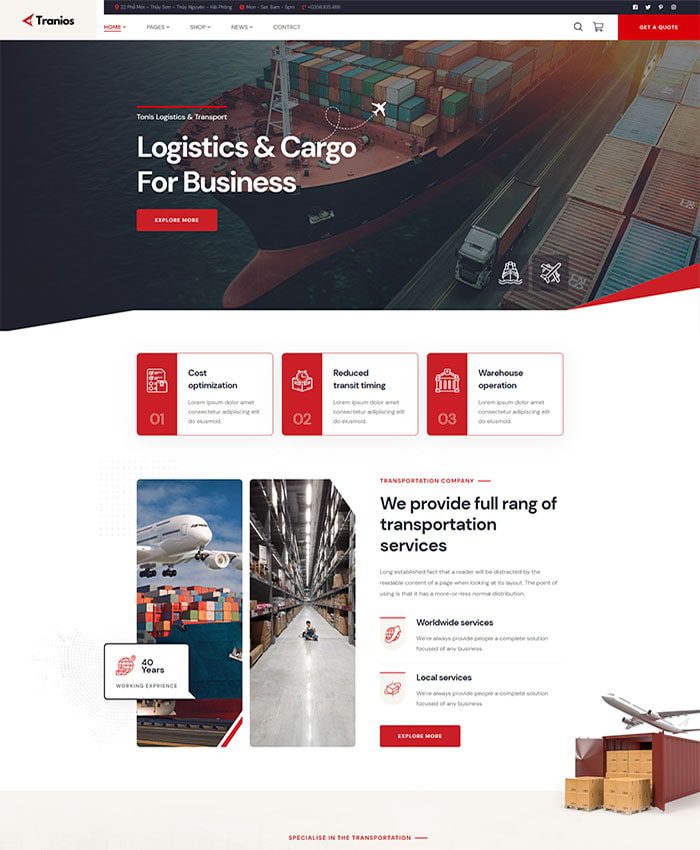 Thiết kế web công ty logistics, vận tải 01