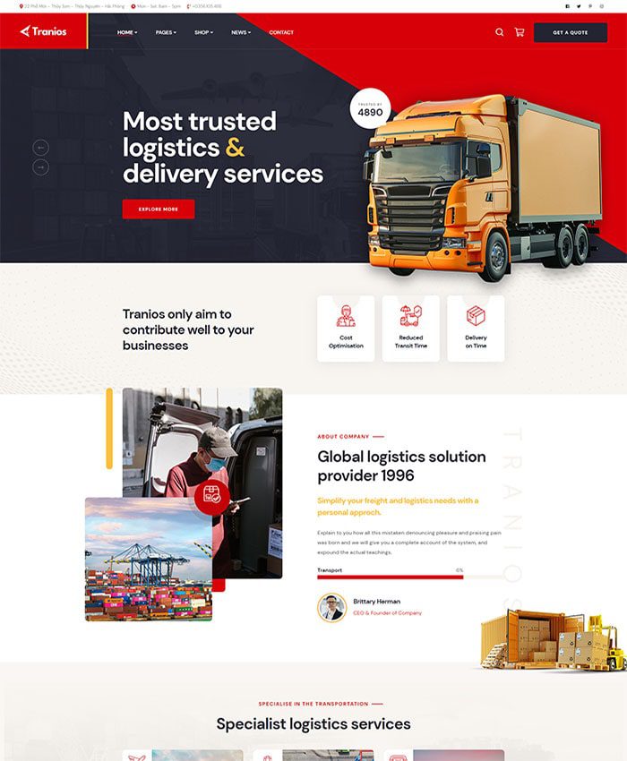 Thiết kế website dịch vụ vận tải