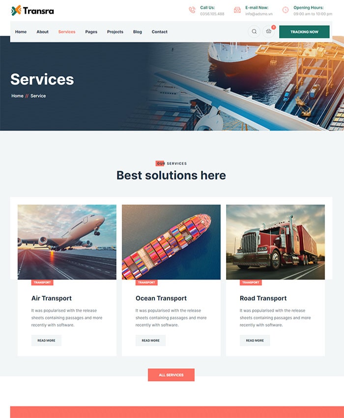 Thiết kế website dịch vụ logistics chuẩn SEO