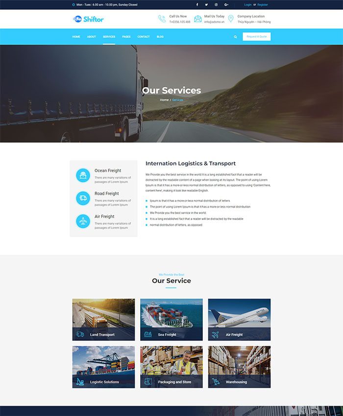Thiết kế website vận tải chuyên nghiệp