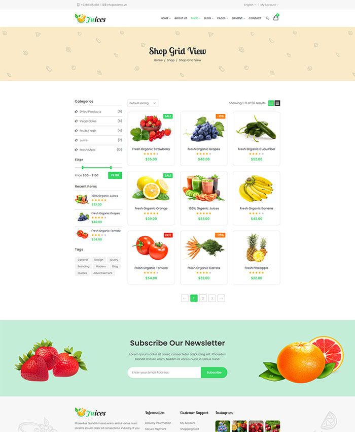 Mẫu website bán hàng thực phẩm chuẩn SEO