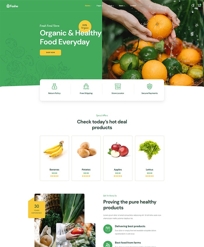 Mẫu website thực phẩm sạch