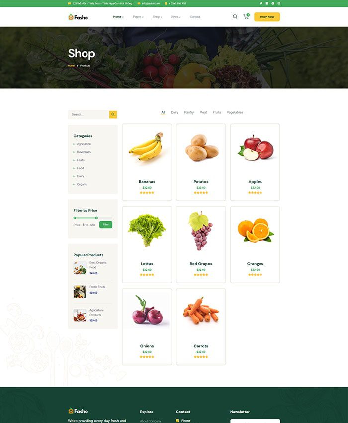 Thiết kế mẫu website thực phẩm chuẩn SEO