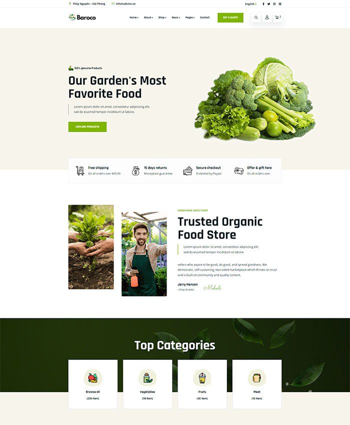 Thiết kế website nông sản sạch