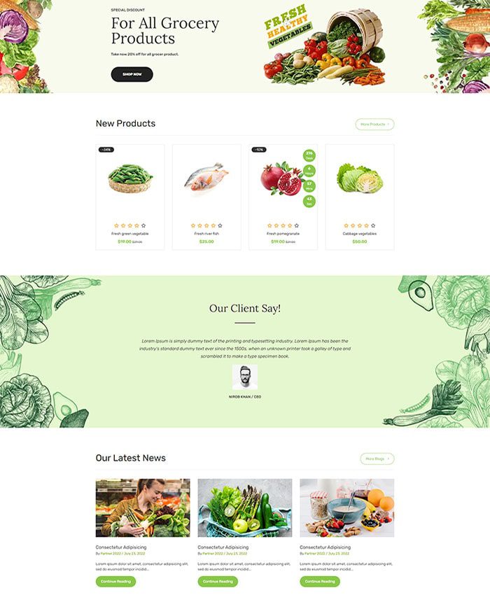 Mẫu website bán hàng thực phẩm hiện đại, chuẩn SEO