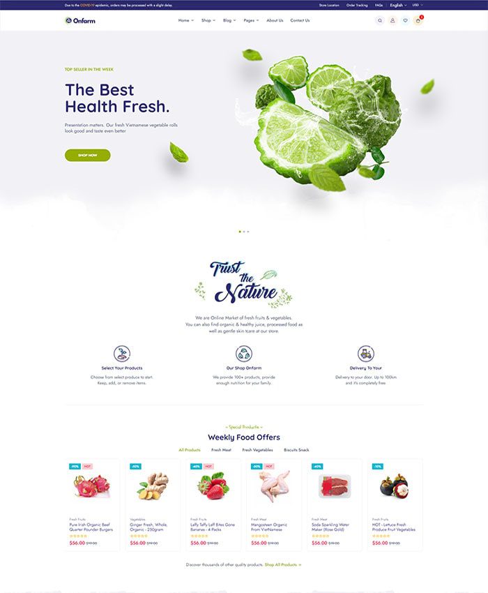 Mẫu website bán hàng thực phẩm, hoa quả
