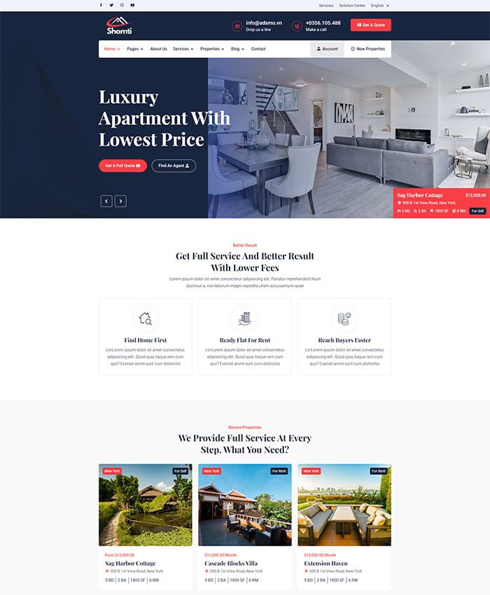 Thiết kế web bất động sản đẹp, chuyên nghiệp
