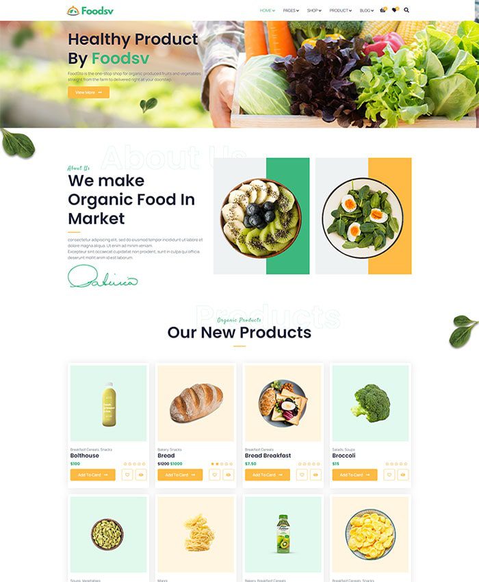 Thiết kế mẫu website thực phẩm sản
