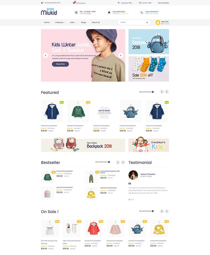 Thiết kế web bán hàng cho bé