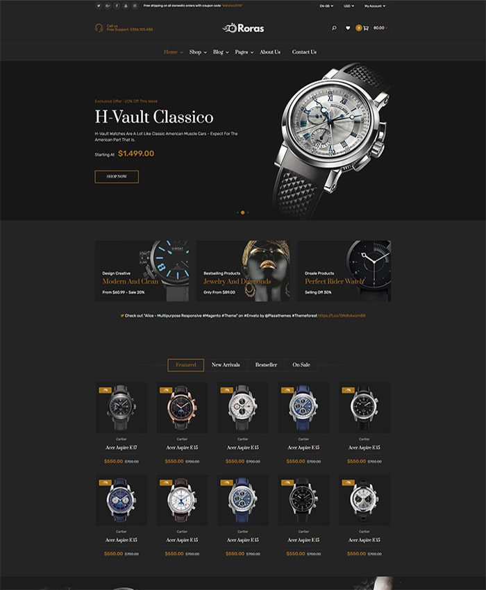 Mẫu website bán đồng hồ đẹp 01