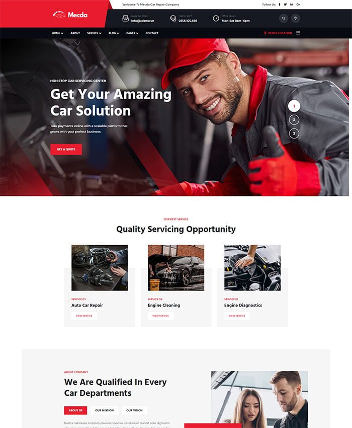 Thiết kế website sửa chữa ô tô chuyên nghiệp 01