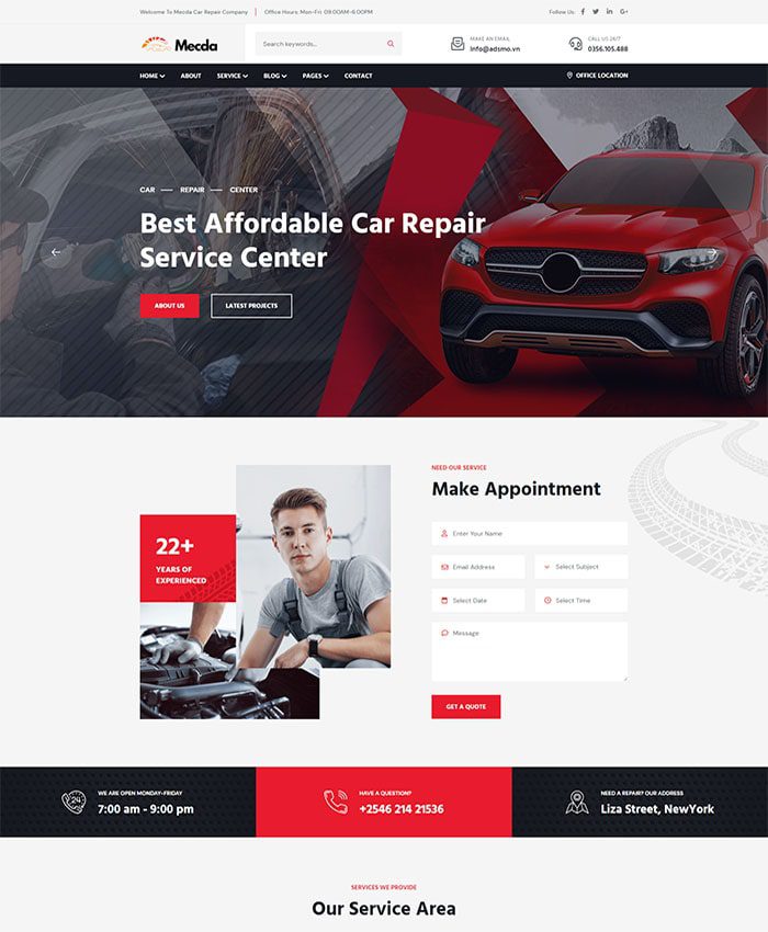Mẫu website sửa chữa ô tô