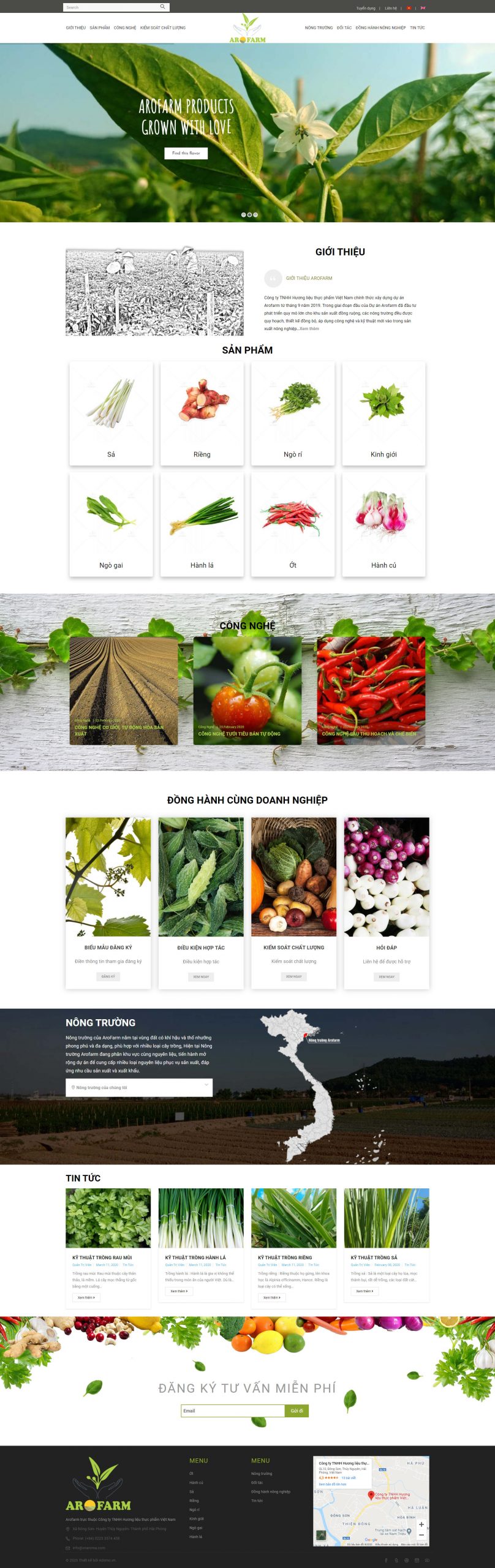 Giao diện thiết kế web Arofarm