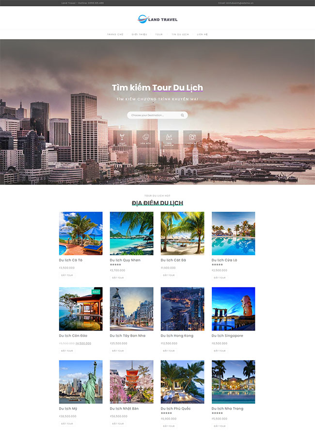 Thiết kế website du lịch đẹp Land Travel
