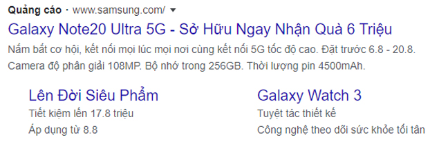 Quảng cáo có thêm tiện ích mở rộng