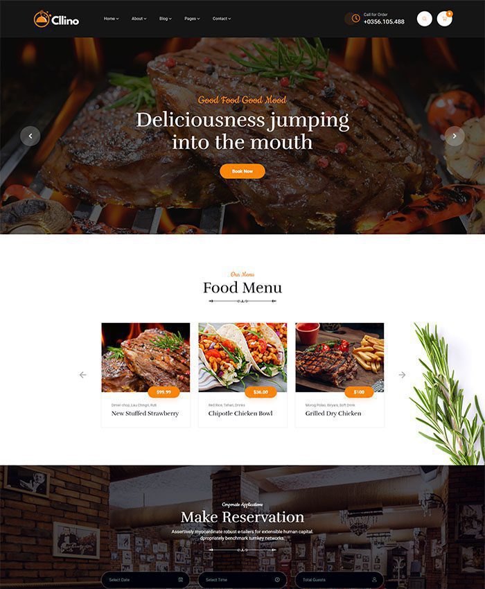Mẫu website nhà hàng Cllnio & Bistro