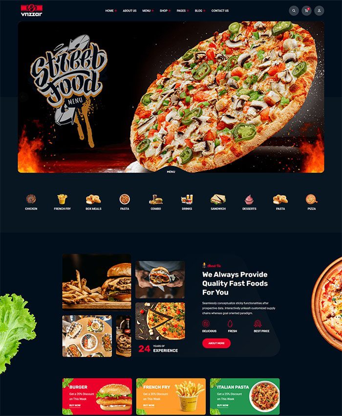 Thiết kế website thực phẩm, nhà hàng