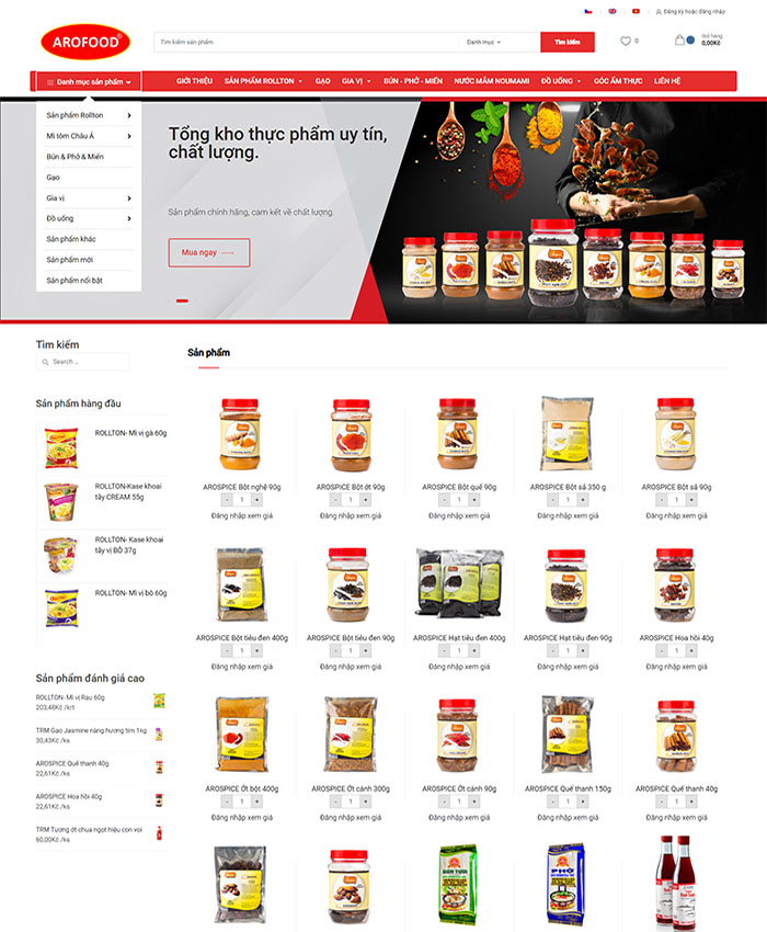 Thiết kế website bán hàng thực phẩm Arofood