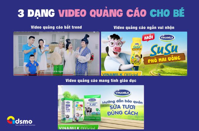 Các dạng video quảng cáo cho bé phổ biến